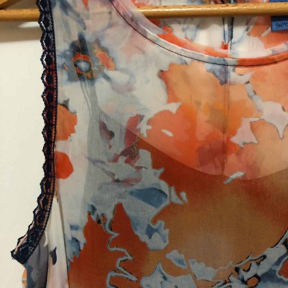 Watercolor Print Vera Wang Afternoon Chiffon Tank